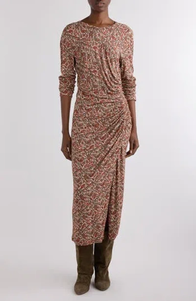 Isabel Marant Étoile Jelina Ruched Long Sleeve Maxi Dress In Brown