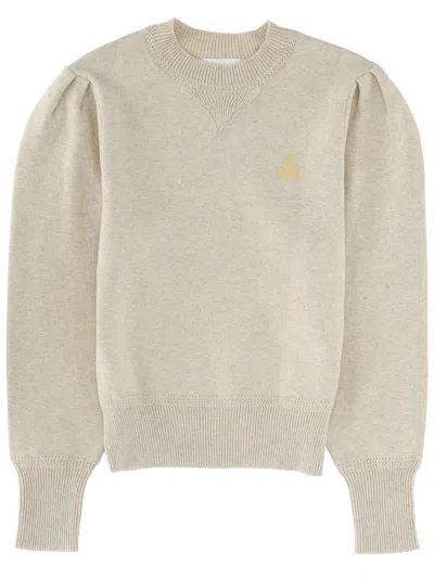 Isabel Marant Étoile Kelaya Puff-sleeve Logo Sweater In Neutral