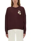 Isabel Marant Étoile Isabel Marant Etoile Marisans Mixed Cotton Logo Sweater In Burgundy