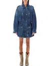 Isabel Marant Étoile Denim Coat Featuring Adjustable Waist In Blue