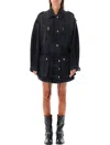 Isabel Marant Étoile Chic Mini Denim Jacket With Drawstring Waist In Faded Black