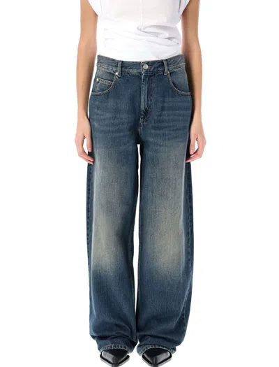 Isabel Marant Étoile Joanny Denim Trousers Belt Loops In Faded Blue