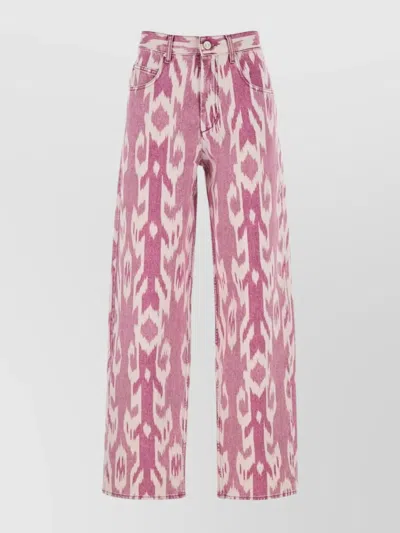 Isabel Marant Étoile Joanny Printed Denim Wide Leg Jeans In Multi
