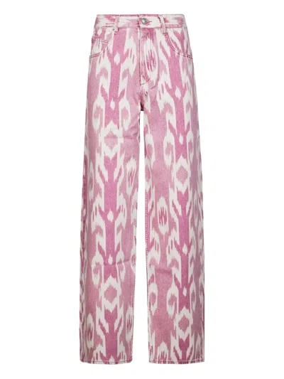 Isabel Marant Étoile Marant Etoile Women Joanny Denim Trouser With Ikat Print In Pink