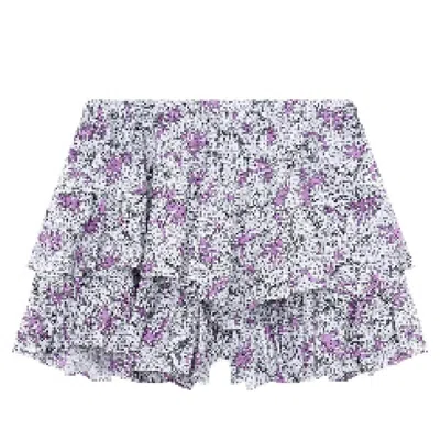 Isabel Marant Étoile Jocadia Tiered Ruffled Printed Cotton-gauze Shorts In Ecru-lilac