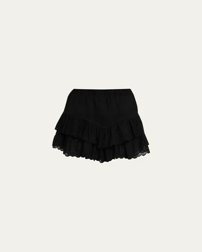 Isabel Marant Étoile Jocadia Embroidered Tiered Mini Skirt In Black