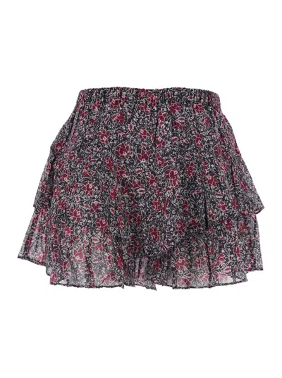 Isabel Marant Étoile Jacadia Shorts Floral Pattern Ruffle Waistband In Gray