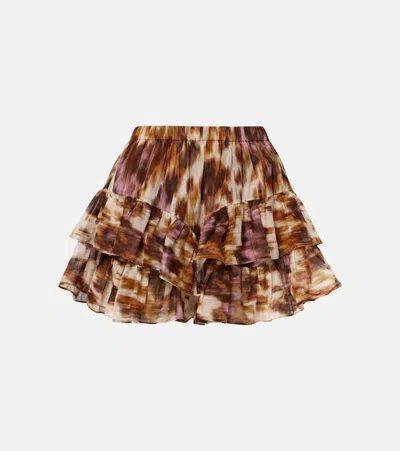 Isabel Marant Étoile Jocadia Printed Cotton Miniskirt In Ecru/ochre