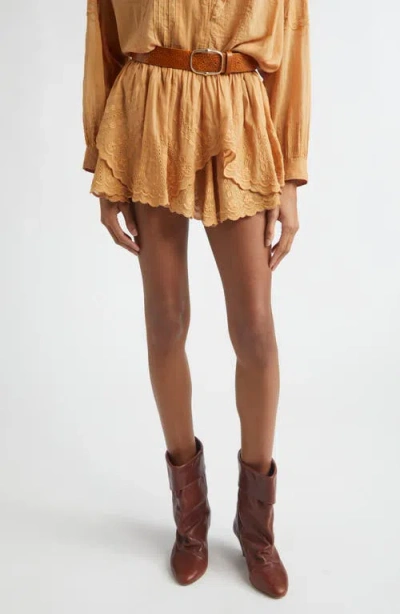 Isabel Marant Étoile Jocadia Ruffle Cotton Miniskort In Brown