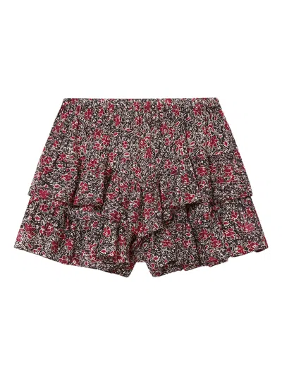 Isabel Marant Étoile Jocadia Ruffled Floral-pattern Shorts In Brown