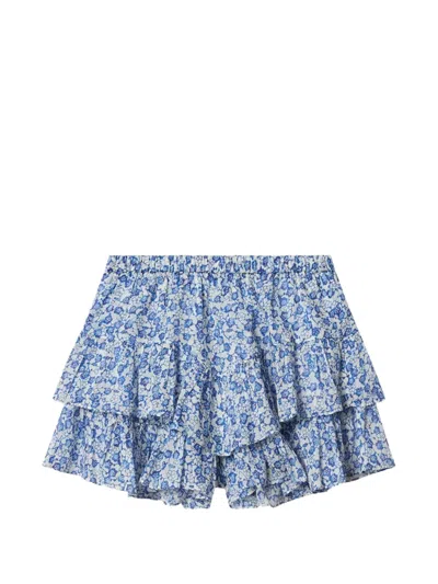 Isabel Marant Étoile Jocadia Ruffled Floral-print Mini Shorts In Blue