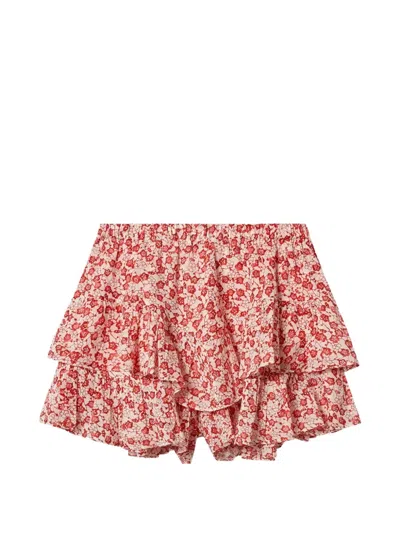 Isabel Marant Étoile Jocadia Ruffled Floral-print Mini Shorts In Red