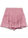 Isabel Marant Étoile Jocadia Tiered Ruffled Printed Cotton-gauze Shorts In Pink