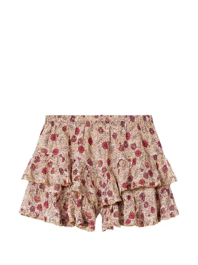 Isabel Marant Étoile Jocadia Floral-print Ruffled Organic Cotton-voile Shorts In Multi