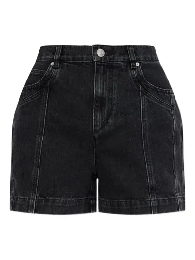 Isabel Marant Etoile Joely Denim Panelled Shorts In Black