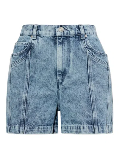 Isabel Marant Etoile Joely Denim Panelled Shorts In Blue