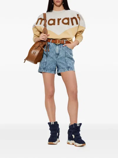 Isabel Marant Étoile Joely Denim Panelled Shorts In Blue
