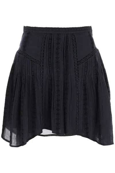 Isabel Marant Étoile Jorena Mini Skirt With Lace Inserts In Nero