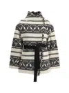 Isabel Marant Étoile Josialo Belted Frayed Cotton-blend Jacquard Jacket In Ecru/black