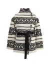 Isabel Marant Étoile Josialo Belted Frayed Cotton-blend Jacquard Jacket In Ecru/black