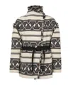 Isabel Marant Étoile Josialo Belted Frayed Cotton-blend Jacquard Jacket In Nude