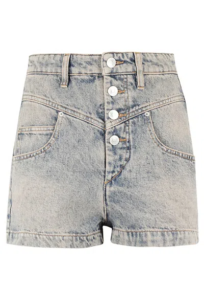 Isabel Marant Étoile Jovany High-waisted Fitted Shorts In Blue