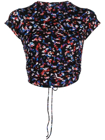 Isabel Marant Étoile Juvia Printed Crop Top In 01bk