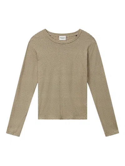 Isabel Marant Étoile Kaaron Striped Crew Neck Long Sleeve T-shirt In Brown
