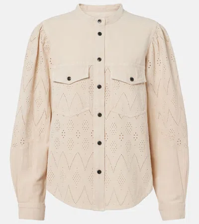 Isabel Marant Étoile Kaina Eyelet Cotton Button-front Shirt In Nude