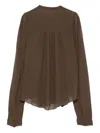 Isabel Marant Étoile Kaki Button-down Blouse With Pleated Details In Brown
