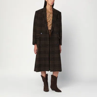 Isabel Marant Étoile Kaki Checked Lexana Double-breasted Coat Women In Brown