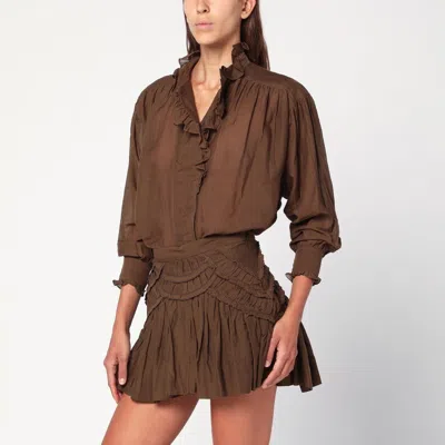 Isabel Marant Étoile Kaki Pamias Shirt With Ruffles In Brown