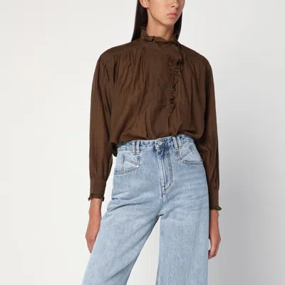 ISABEL MARANT ÉTOILE ISABEL MARANT ÉTOILE KAKI PAMIAS SHIRT WITH RUFFLES