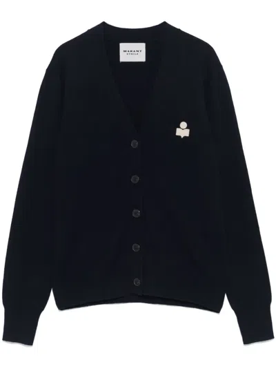 Isabel Marant Étoile Isabel Marant Etoile Midnight Blue Cotton Blend Karina Cardigan In Black