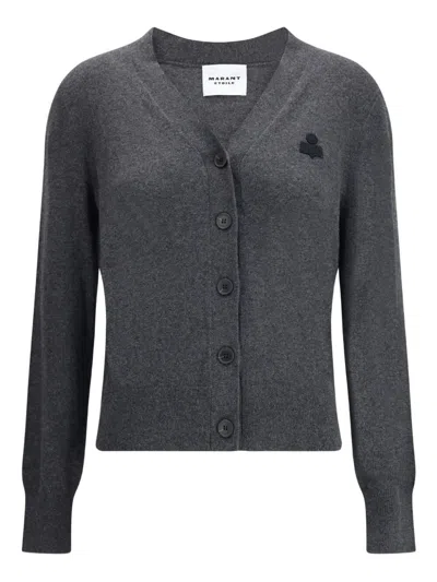 Isabel Marant Étoile Karina Cotton Blend Cardigan In Gray