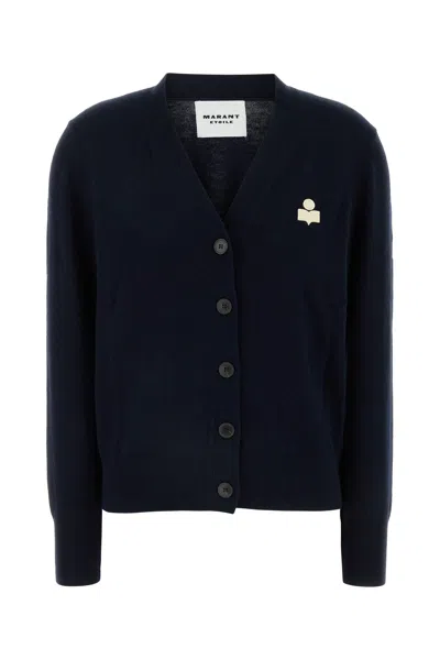 Isabel Marant Étoile Isabel Marant Etoile Midnight Blue Cotton Blend Karina Cardigan In Navy
