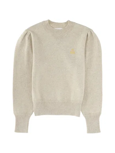 Isabel Marant Étoile Kelaya Puff-sleeve Logo Sweater In Metallic