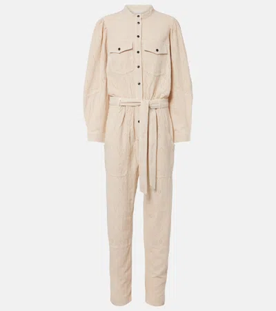 Isabel Marant Étoile Kellen Broderie Anglaise Cotton Jumpsuit In Sand