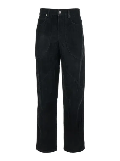 Isabel Marant Étoile Relaxed-fit High Waist Pants With Textured Surface In Black