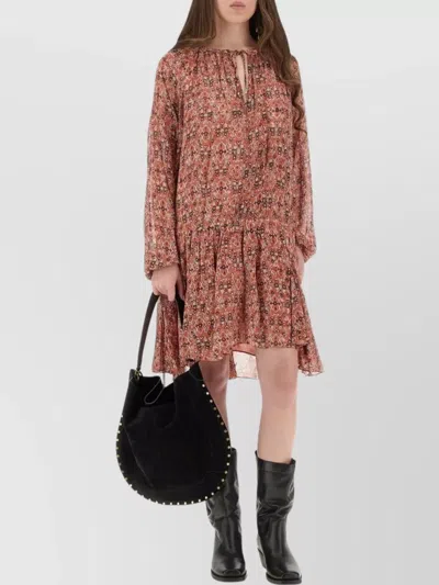 Isabel Marant Étoile Keyhole Detail Tiered Skirt Long Sleeves In Multi