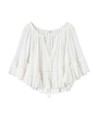 Isabel Marant Étoile Keyhole Flutter Blouse In White