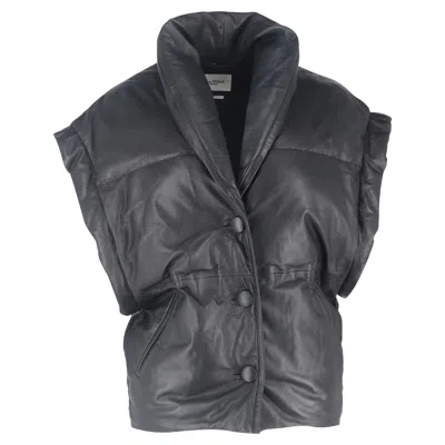 Isabel Marant Étoile Keyson Padded Gilet Jacket In Black Leather