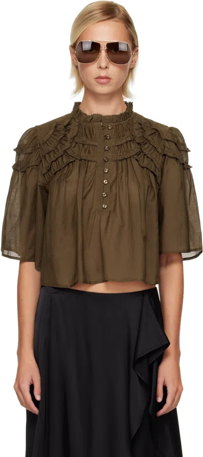 Isabel Marant Étoile Khaki Carmen Blouse In Green