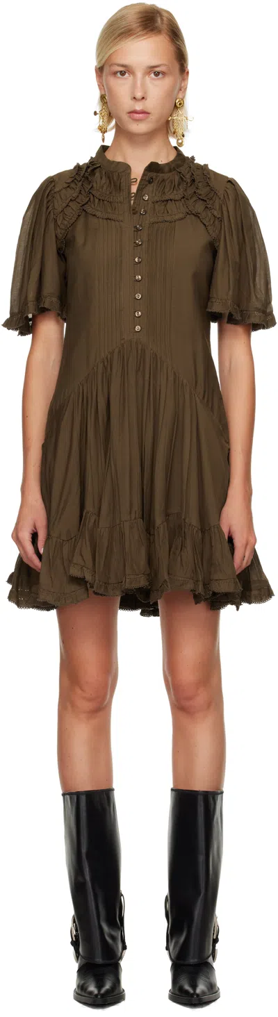 Isabel Marant Étoile Khaki Celyana Minidress In Brown