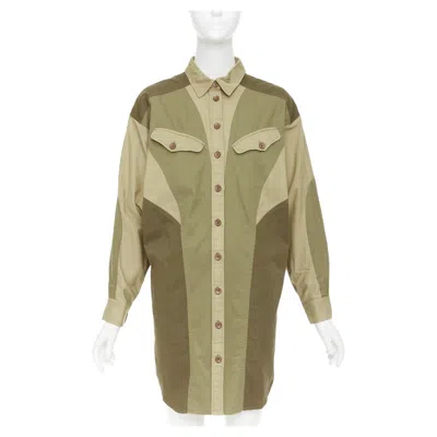 Pre-owned Isabel Marant Etoile Khaki Green Cotton Patchwork Batwing Shirt Dress Fr36 S