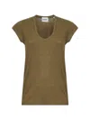 Isabel Marant Étoile Marant Etoile Women Khaki Lightweight Linen Zankou T-shirt In Green