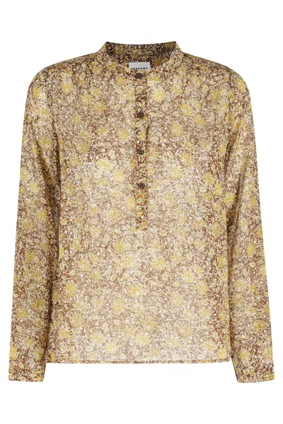 Isabel Marant Étoile Khaki Maria Gb Floral Printed Button-down Cotton Blouse In Multi