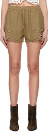 Isabel Marant Étoile Plain-woven Cotton Shorts. In Khaki