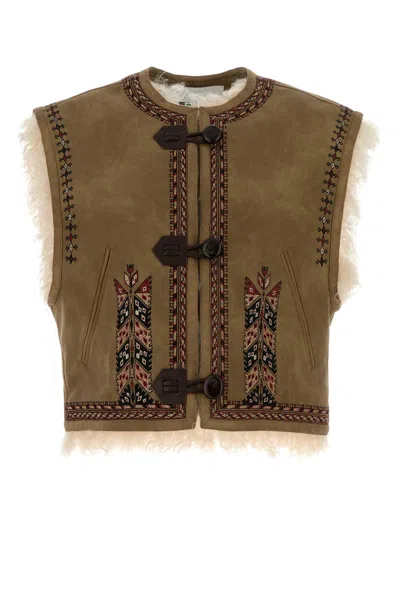ISABEL MARANT ÉTOILE KHAKI SYNTHETIC LEATHER CLEMENCIA VEST