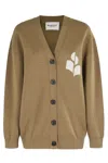 Isabel Marant Étoile Khaki V-neck Cardigan With Logo Detail In Neutral